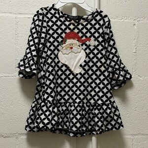 Black and White Santa Kids Top